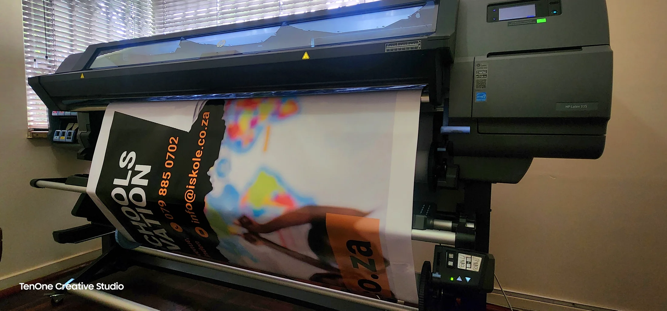 Large-format print production running on a printer